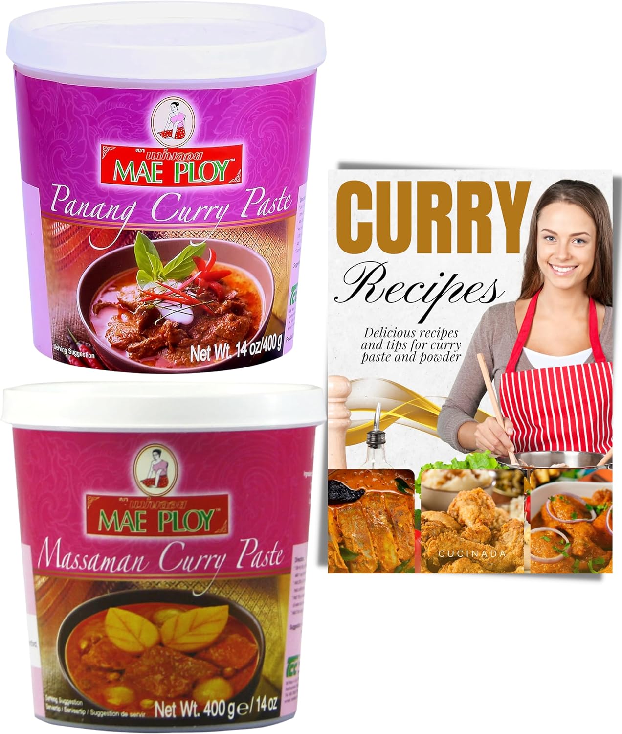 Mae Ploy Massaman and Panang Curry Paste (400 g x 2) with Curry Recipe Leaflet
