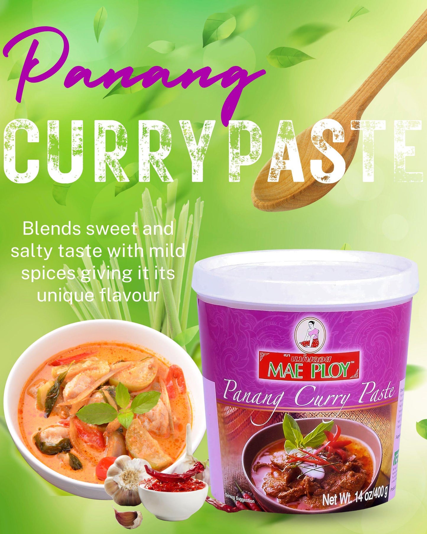 Mae Ploy Massaman and Panang Curry Paste (400 g x 2) with Curry Recipe Leaflet