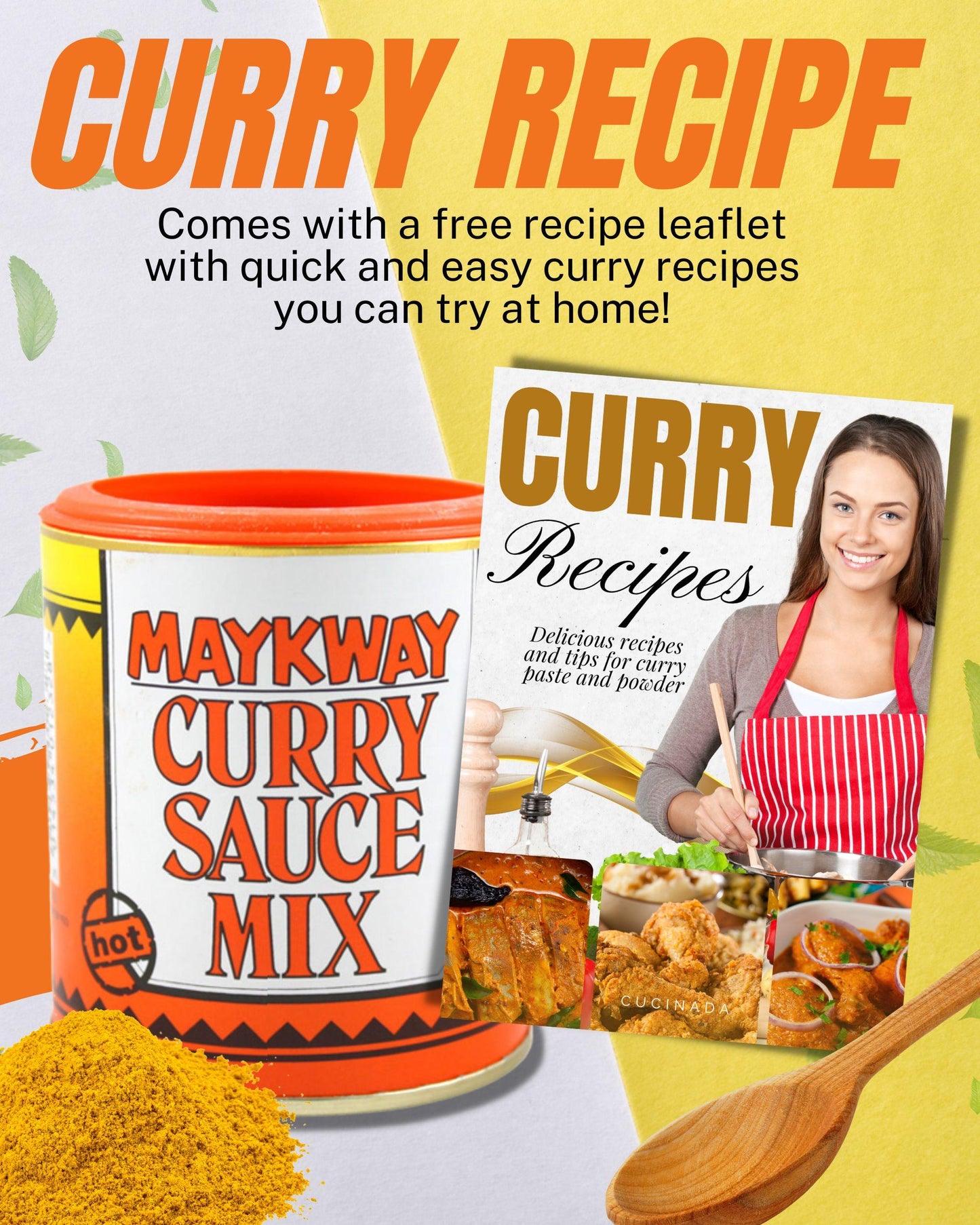 Maykway Curry Sauce Mix Hot (170 g x 3) with Curry Recipe Leaflet