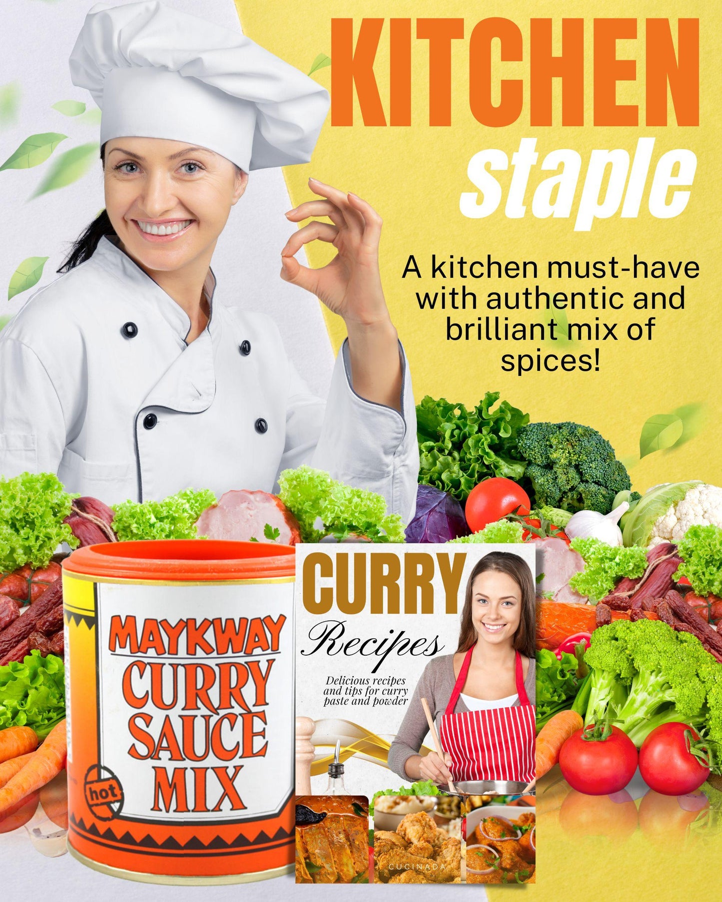 Maykway Curry Sauce Mix Hot (170 g x 3) with Curry Recipe Leaflet