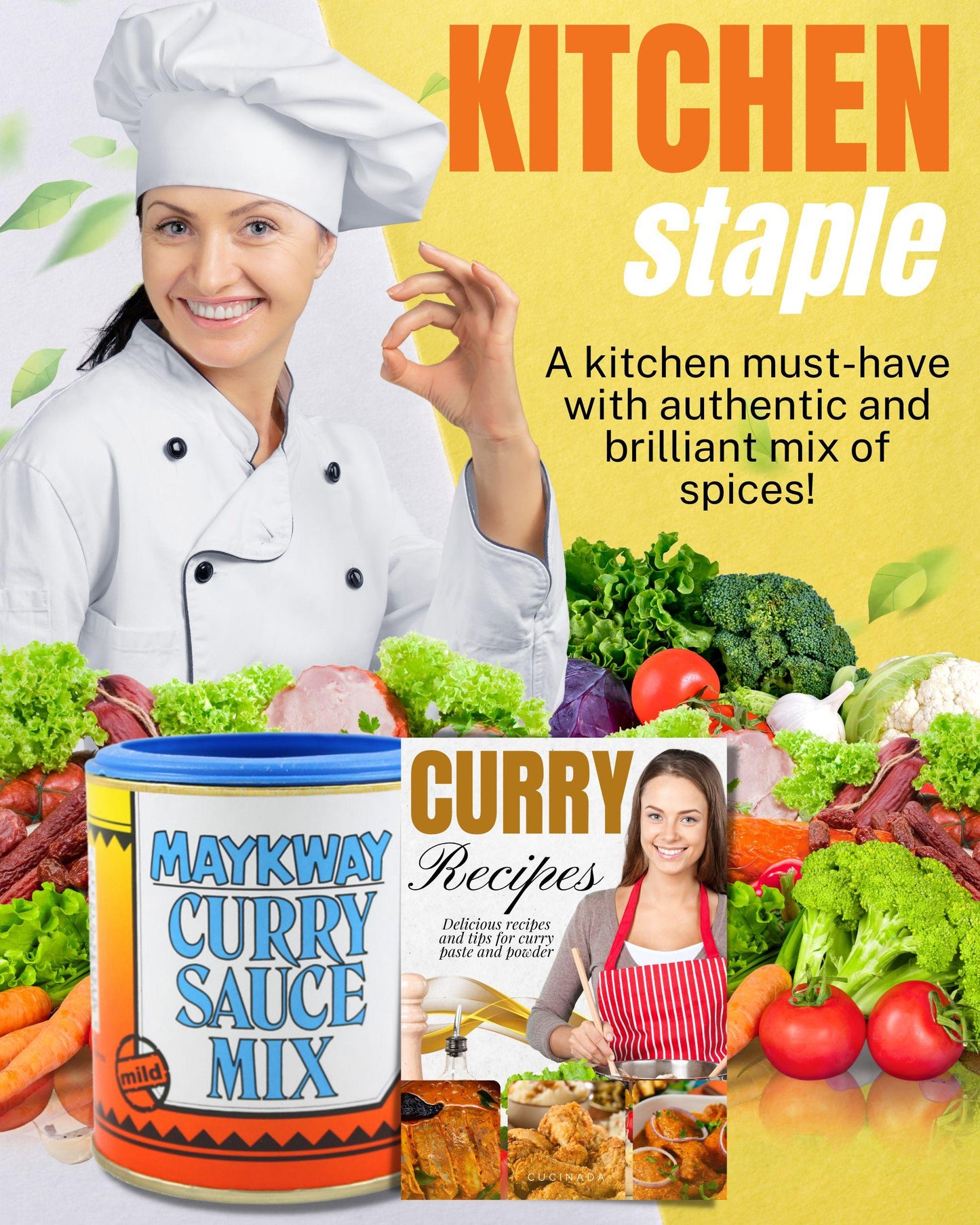 Maykway Curry Sauce Mix Mild (170 g x 3) with Curry Recipe Leaflet
