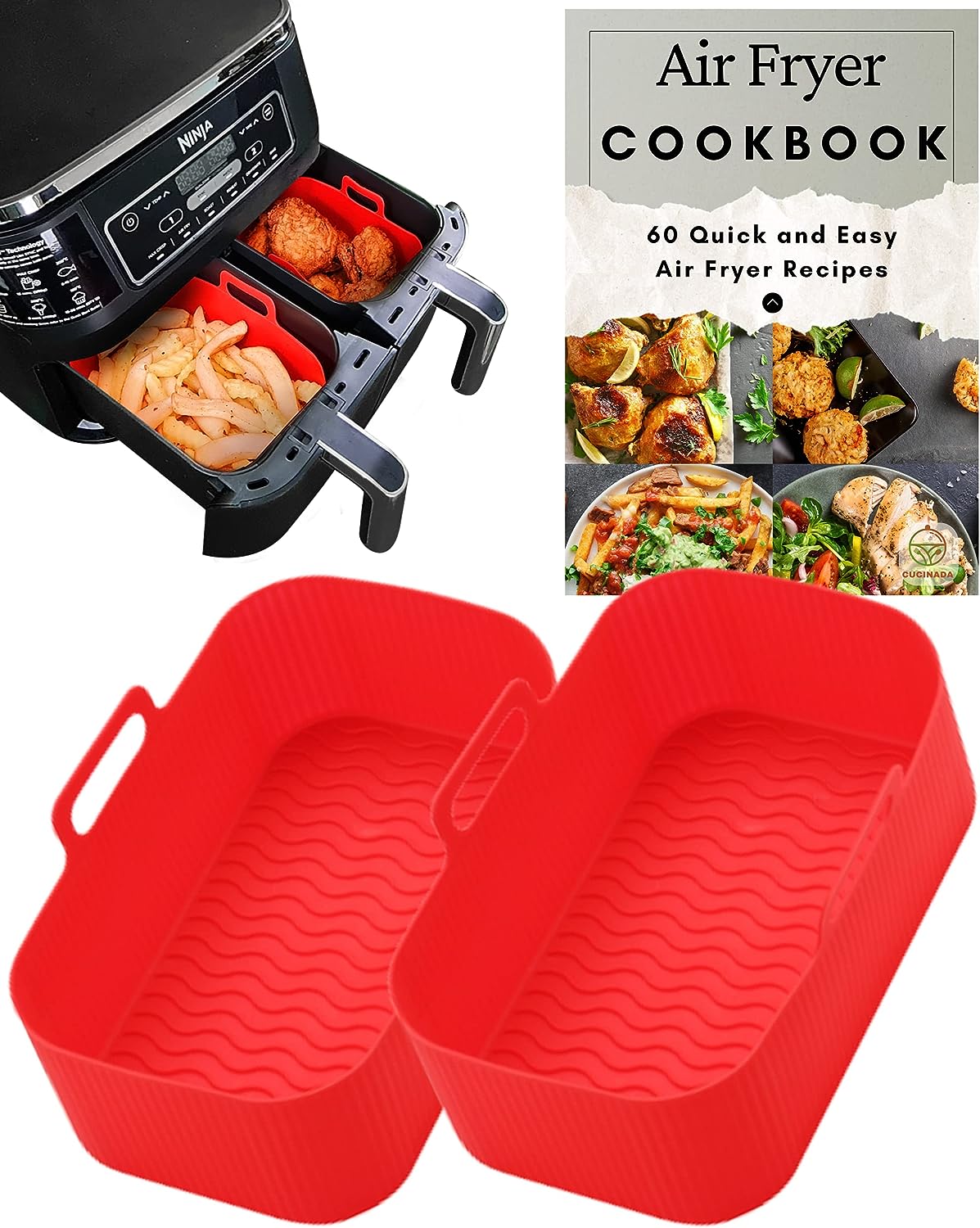 Silicone Air Fryer Liner (2 pcs) | Ninja Dual Air Fryer Accessories for AF300UK