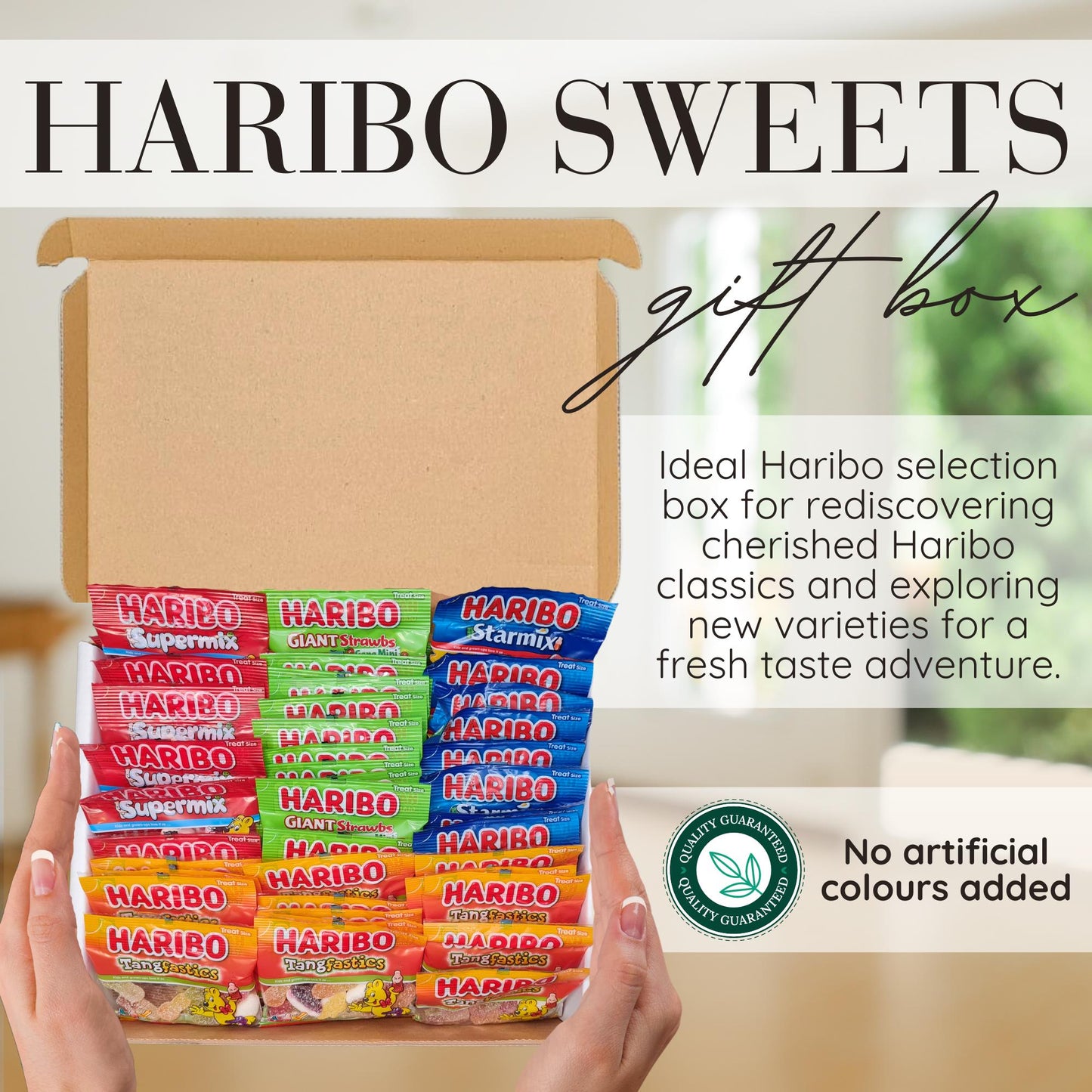 Haribo Sweets Multipack Gift Box | 60 Mixed Haribo Mini Bags (15 each of Starmix, Supermix, Giant Strawbs, Tangfastics)