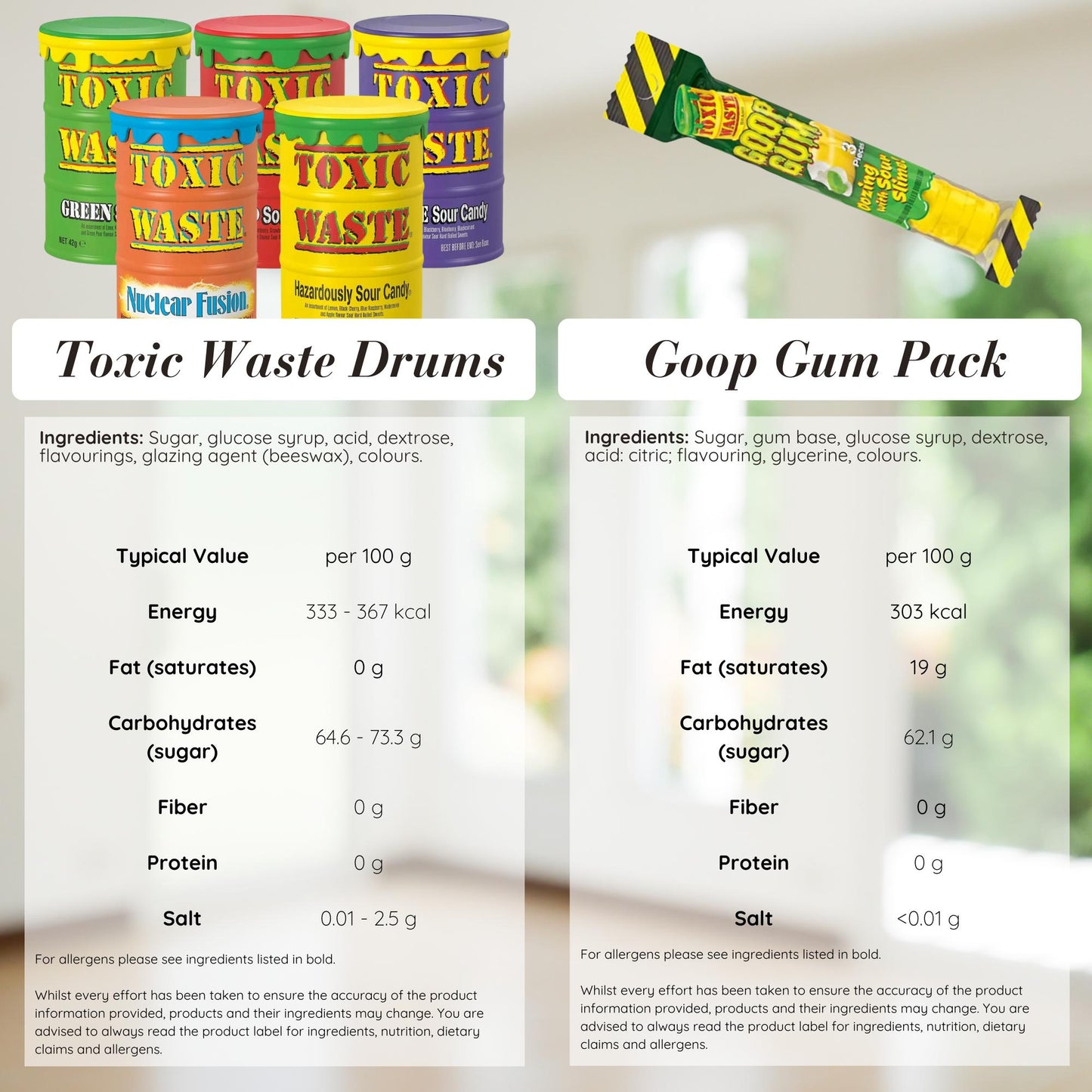 Toxic Waste Sweets Candy Gift Box - Extreme Sour Sweets Assorted 10 Packs | Selection of Sour Fruit-Flavoured Candies & Gummies for Gifting