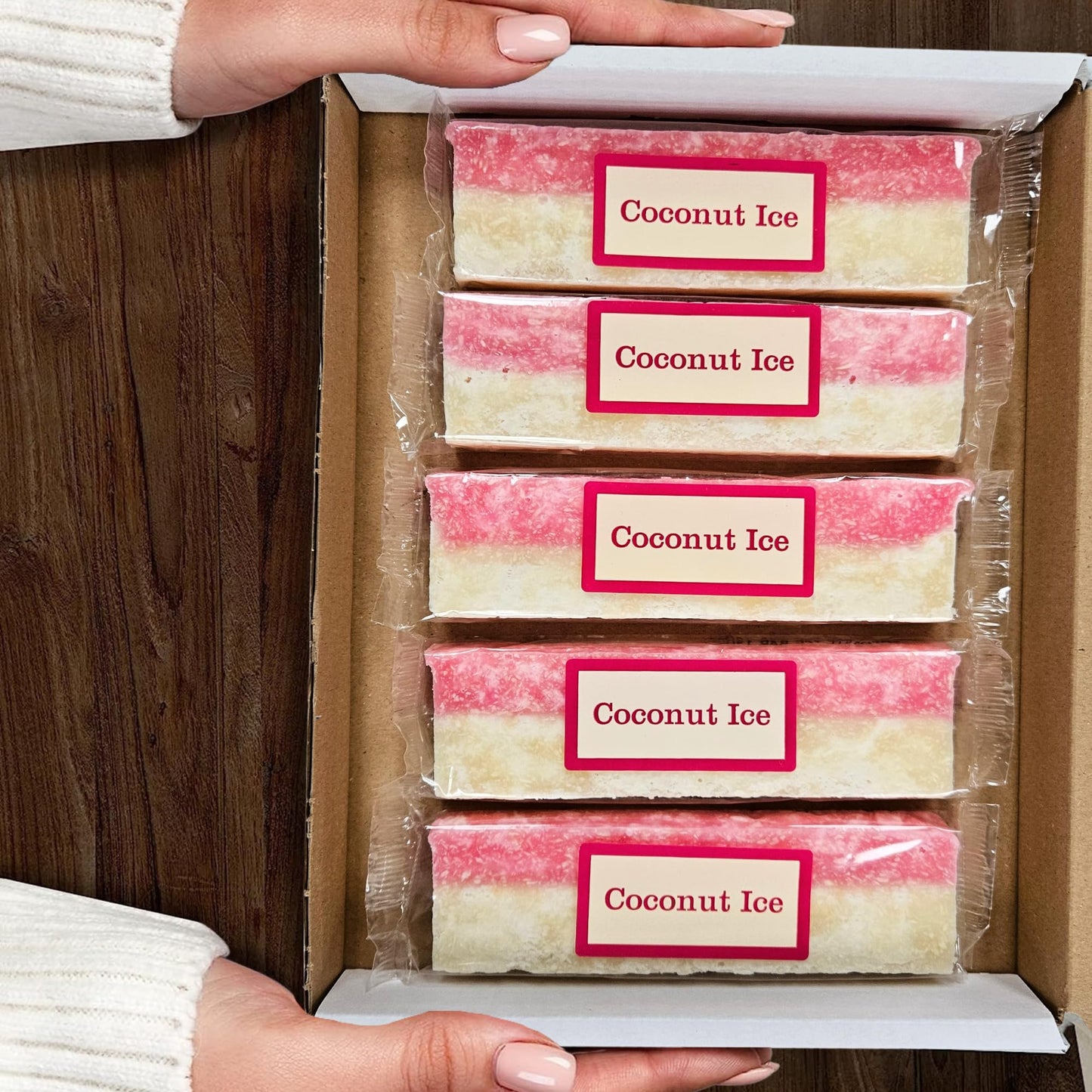 Coconut Ice Bars Set - Selection Box 5 x 130g | Fudge Gift Box
