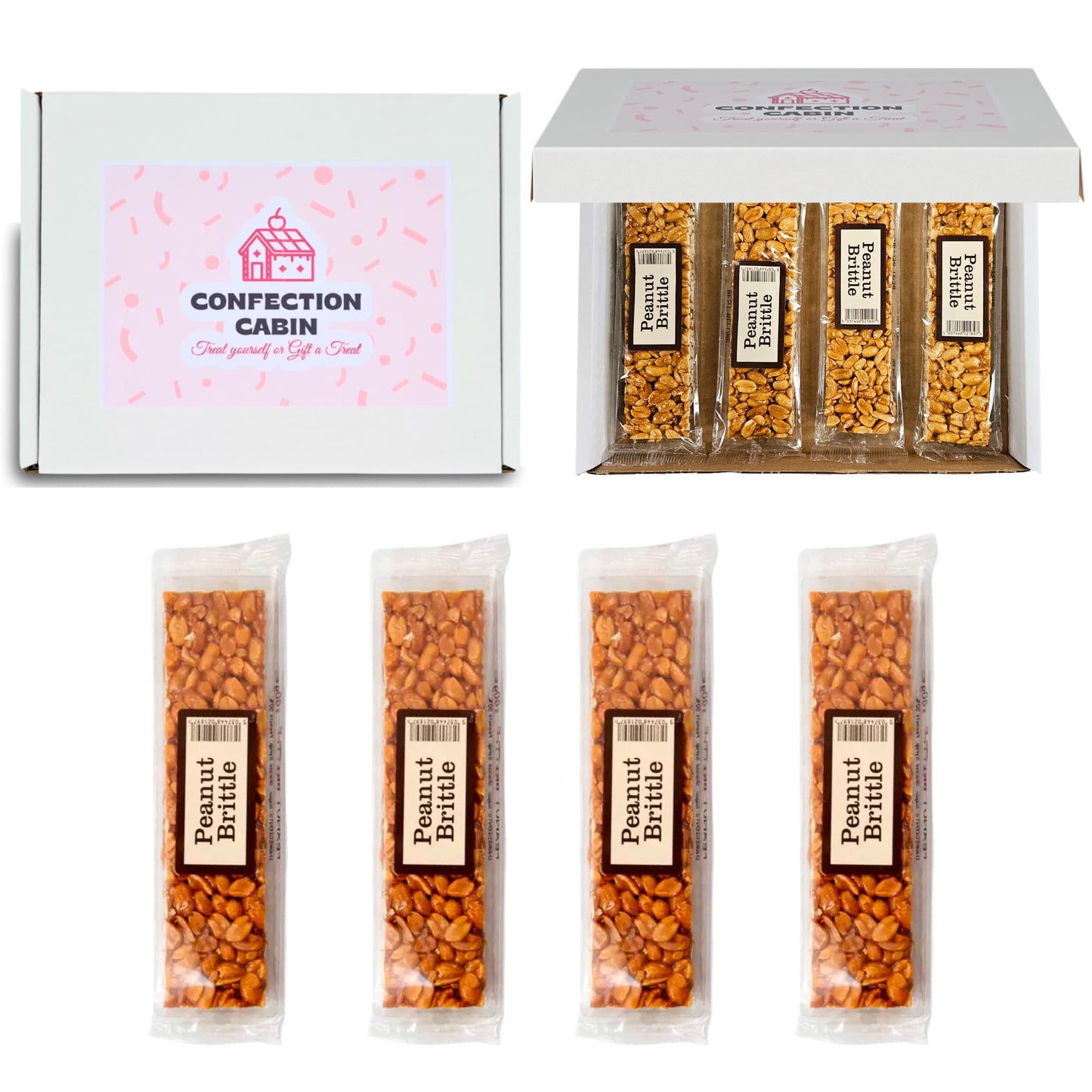 Peanut Brittle Bars Gift Set - 4 x 100g | Crunchy Peanuts Fudge Gift Box