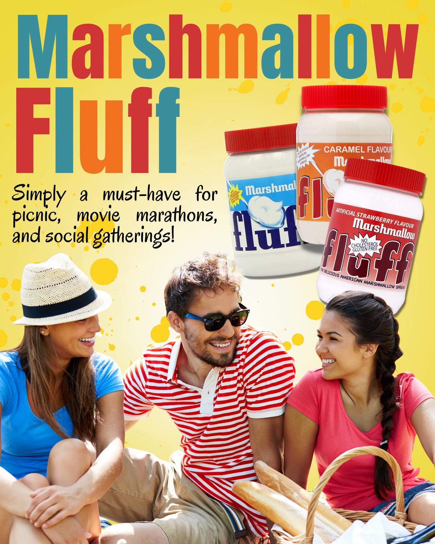Marshmallow Fluff 213 g | Original, Caramel, & Strawberry Flavours | Gluten-Free & Vegetarian