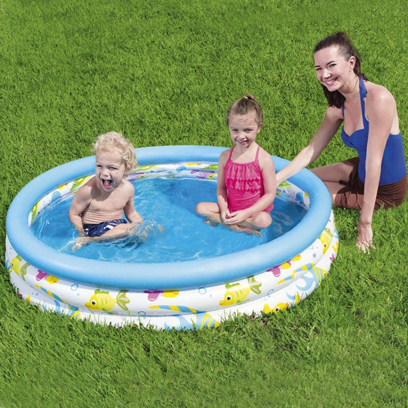 Aquatic Themed Inflatable 3-Ring Paddling Pool | Quick Inflate Pool for Summer Relaxation and Play | Perfect for Kids Fun & Outdoor Activities