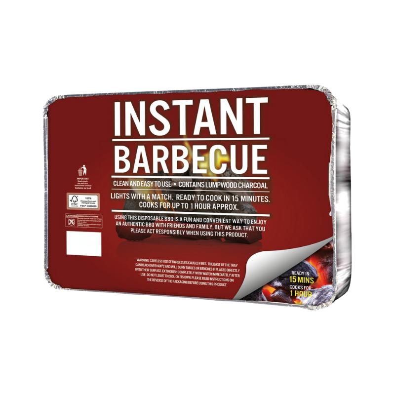 Instant Barbecue Disposable with Lumpwood Charcoal | Ready to Cook in 15 Minutes, Cooks for up to 1 Hour