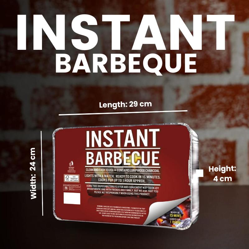 Instant Barbecue Disposable with Lumpwood Charcoal | Ready to Cook in 15 Minutes, Cooks for up to 1 Hour