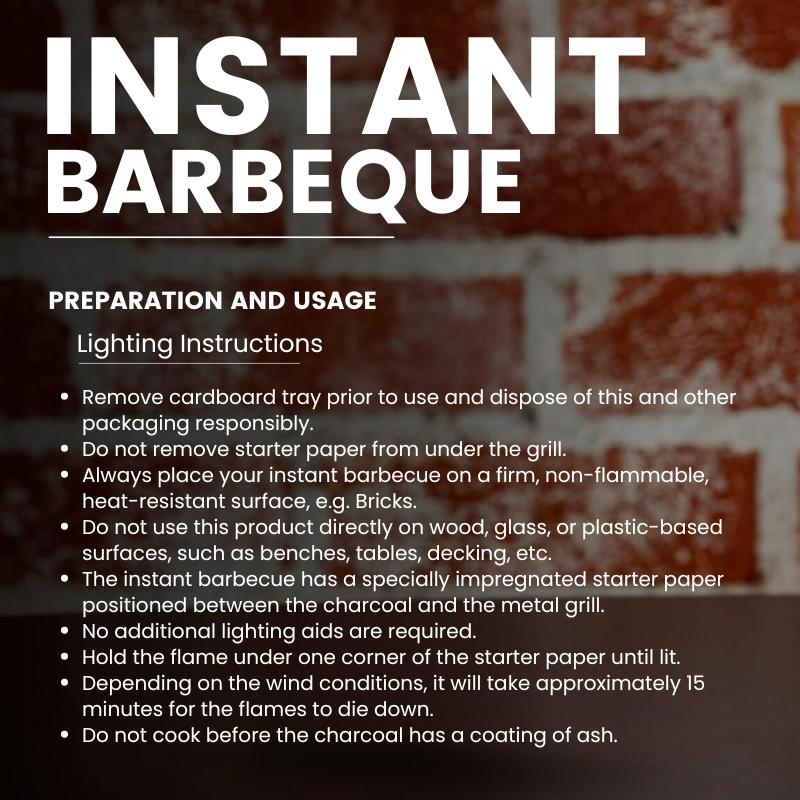 Instant Barbecue Disposable with Lumpwood Charcoal | Ready to Cook in 15 Minutes, Cooks for up to 1 Hour