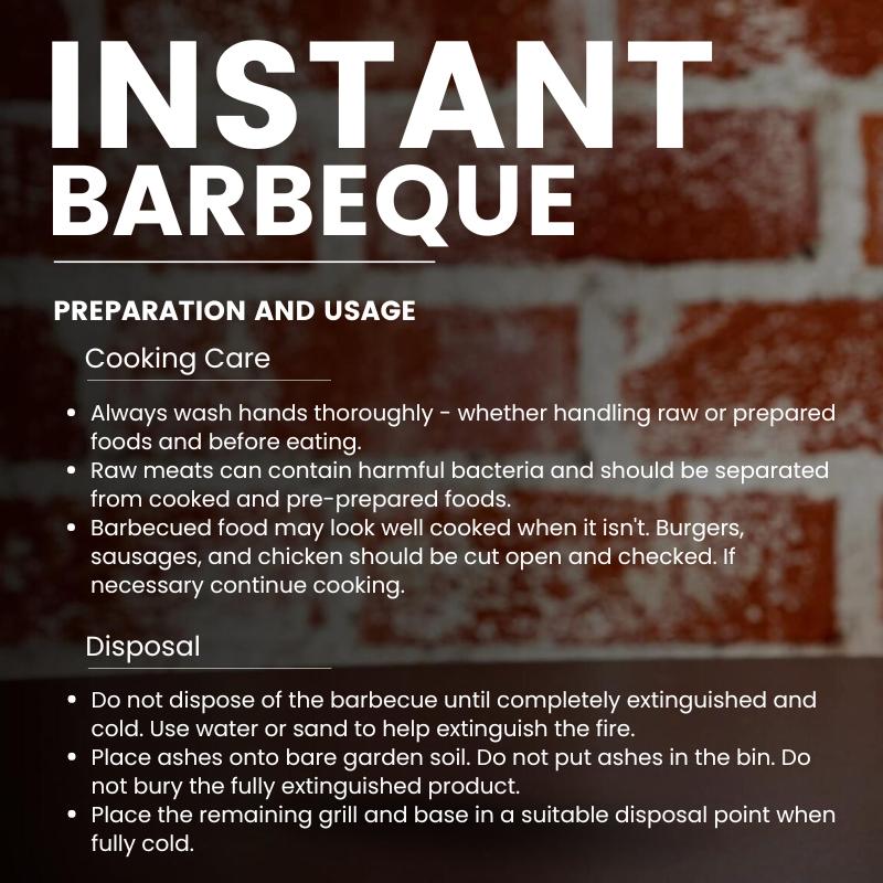 Instant Barbecue Disposable with Lumpwood Charcoal | Ready to Cook in 15 Minutes, Cooks for up to 1 Hour