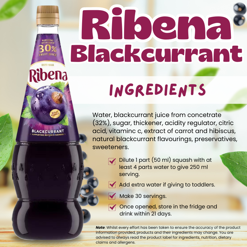 Ribena Blackcurrant Squash 1.5 L x 3 | Rich in Vitamin C