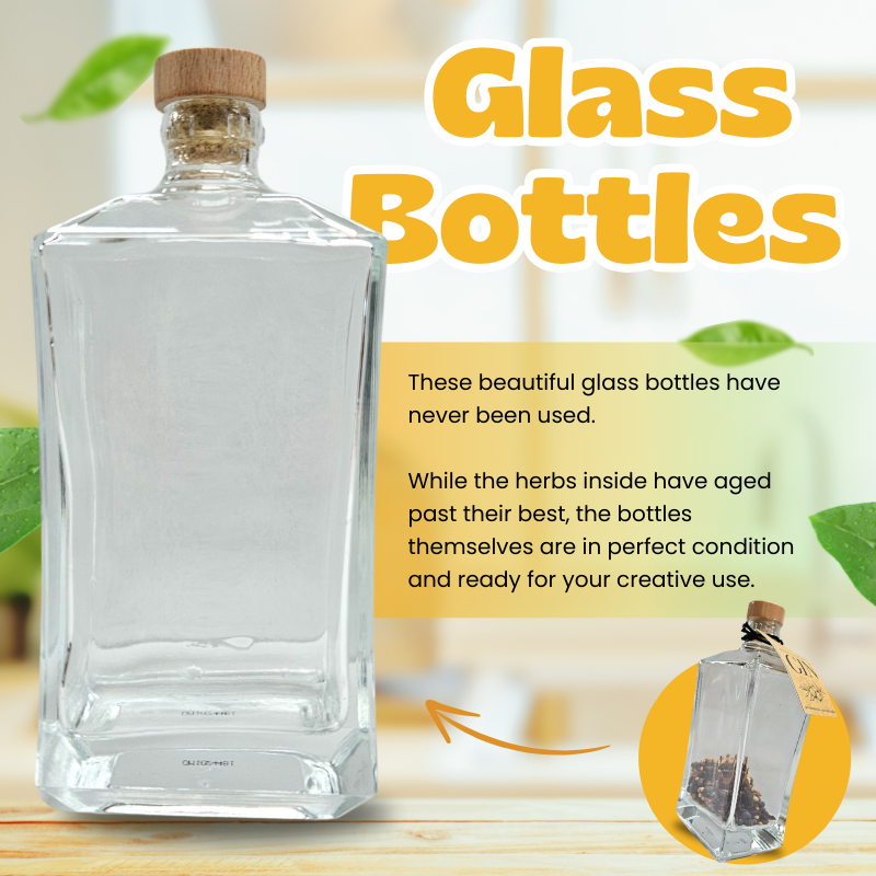 Glass Bottle with Cork Lid 500 ml (17.5 oz) | Ideal For Storage, Decor, Gifting