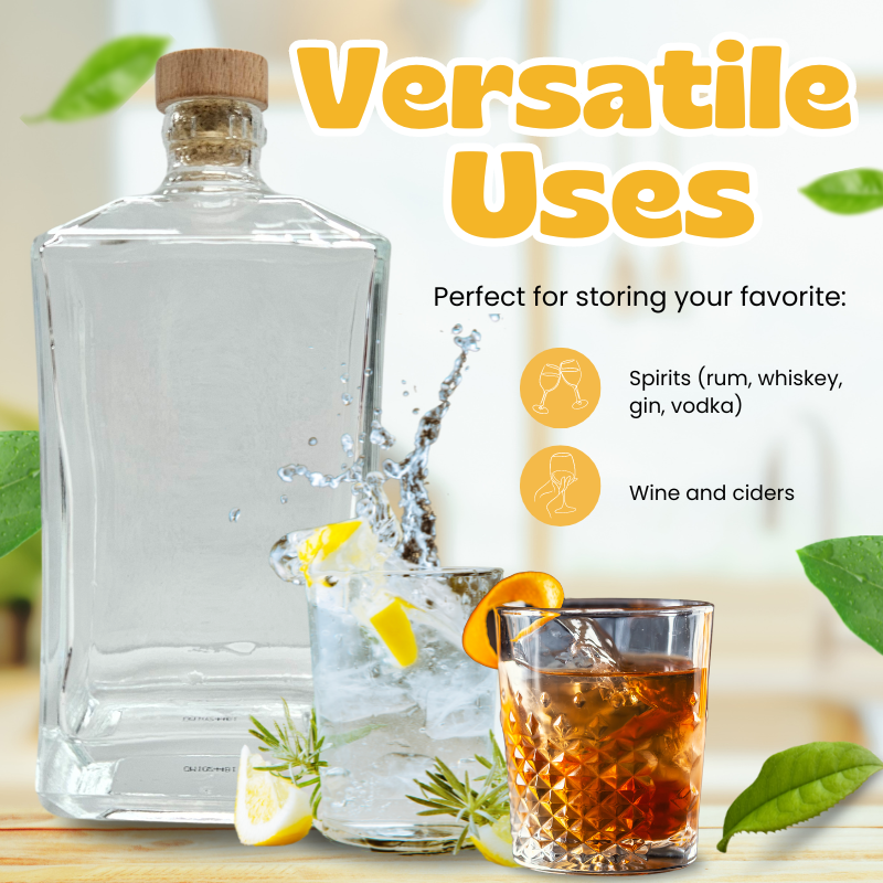 Glass Bottle with Cork Lid 500 ml (17.5 oz) | Ideal For Storage, Decor, Gifting