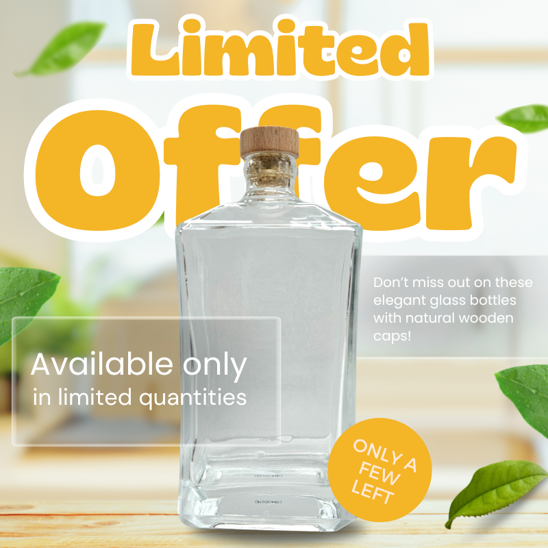 Glass Bottle with Cork Lid 500 ml (17.5 oz) | Ideal For Storage, Decor, Gifting