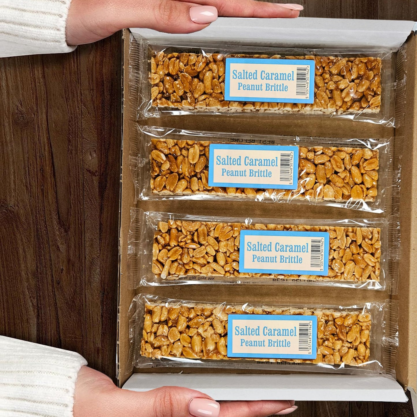 Salted Caramel Peanut Brittle Gift Box Variation 4 x 100g | Crunchy Peanuts Fudge Gift Box