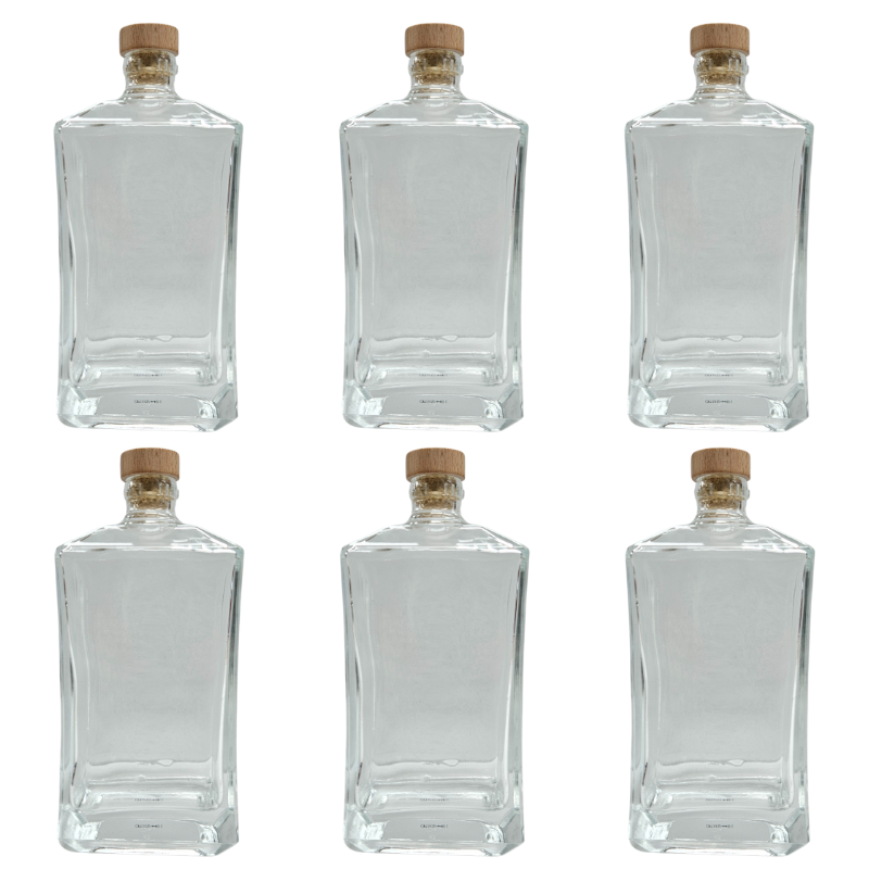 6 Glass Bottles with Cork Lids 500 ml (17.5 oz) | For Storage, Decor, Gifting