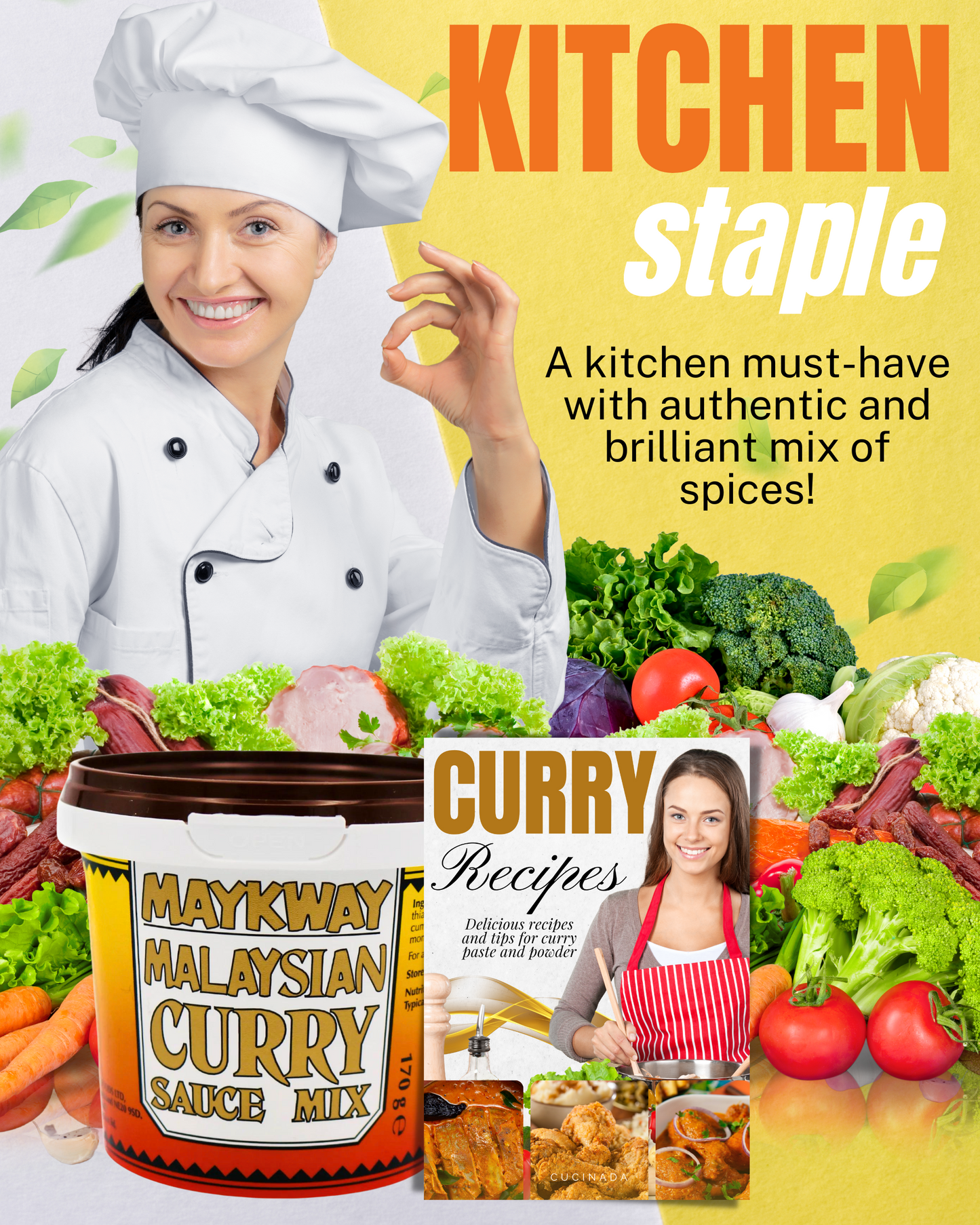 Maykway Curry Sauce Mix Malaysian (170 g x 3) with Curry Recipe Leaflet