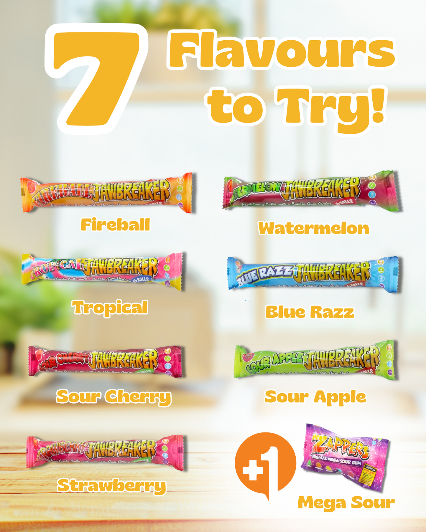 Jawbreaker Sweets Selection Box - 15 Packs | 7 Flavours - Retro Sweets Gift Box | Total 84 Candy Balls with Bubblegum Center