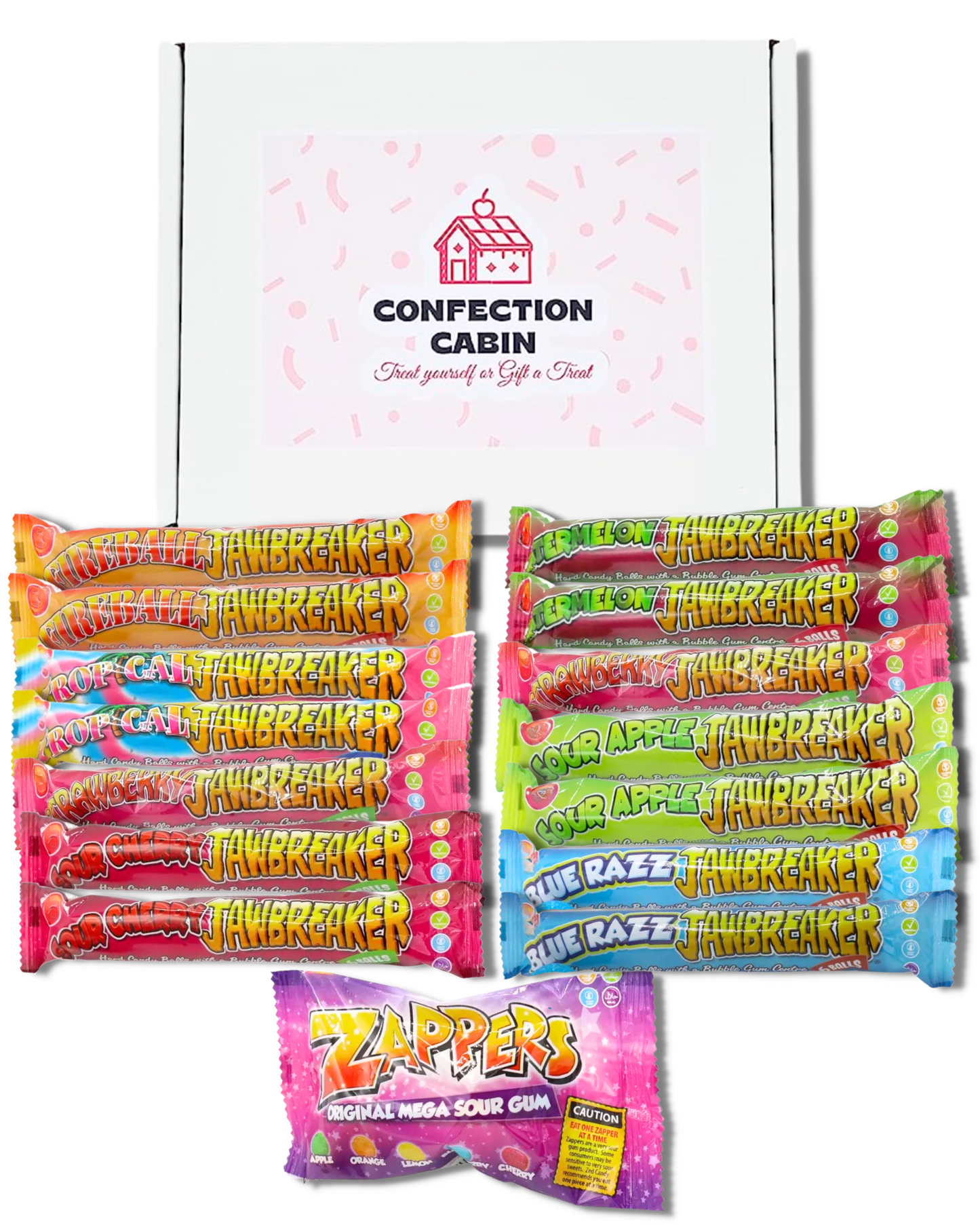 Jawbreaker Sweets Selection Box - 15 Packs | 7 Flavours - Retro Sweets Gift Box | Total 84 Candy Balls with Bubblegum Center