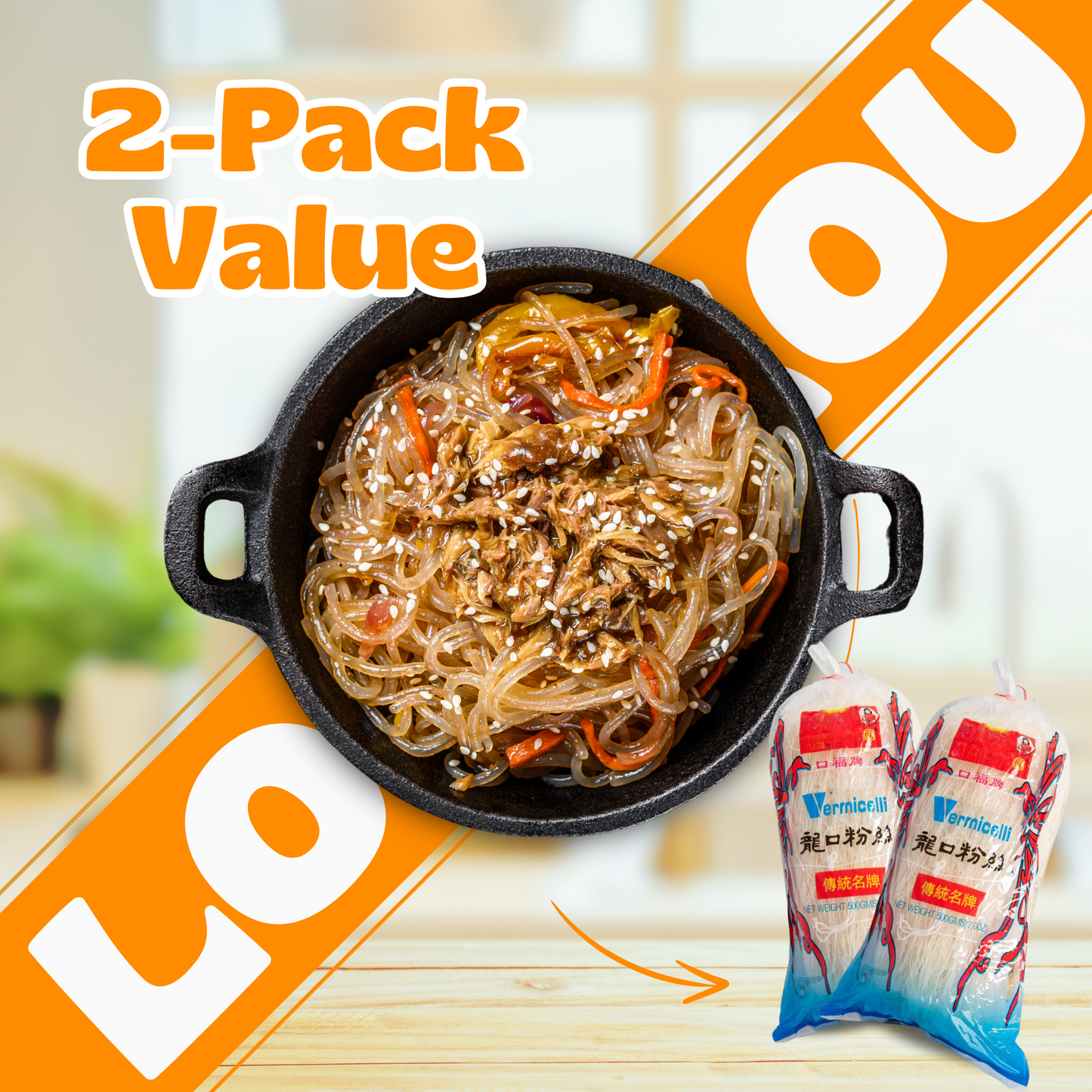 Vermicelli Glass Noodles 500 g x 2 | Longkou Mung Beans Noodles