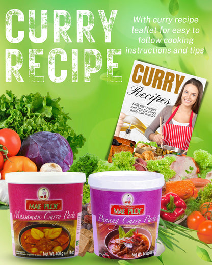 Mae Ploy Massaman and Panang Curry Paste (400 g x 2) with Curry Recipe Leaflet