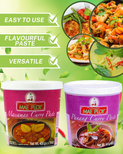 Mae Ploy Massaman and Panang Curry Paste (400 g x 2) with Curry Recipe Leaflet