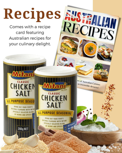 Mitani Chicken Salt Bundle 200 g x 2 with Australian Food Recipe Card