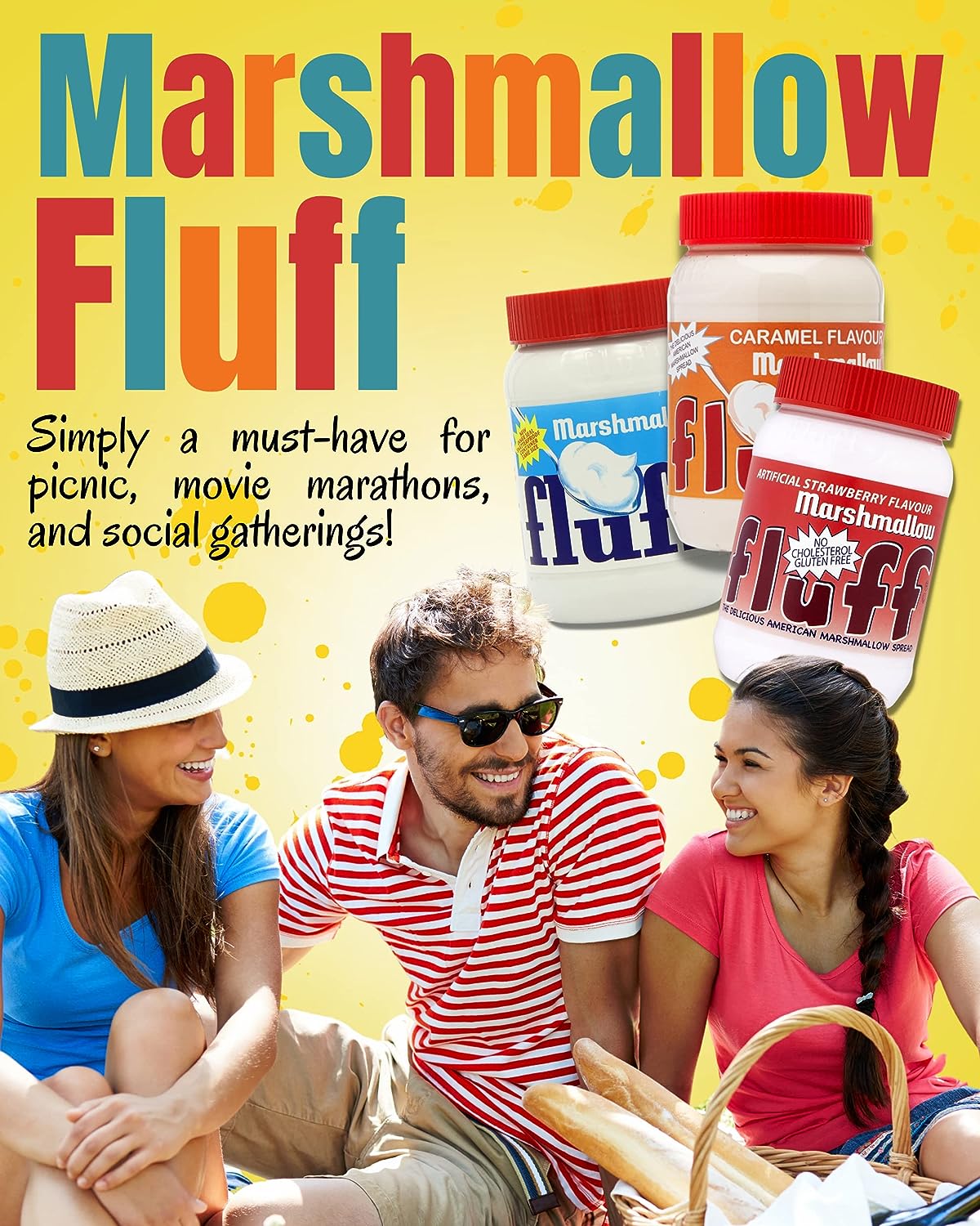 Marshmallow Fluff Mix Flavour (Vanilla, Caramel, and Strawberry) with Card Recipe 213 g x 3