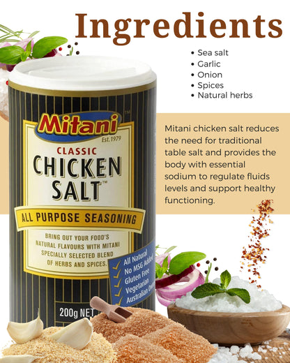 Mitani Chicken Salt Bundle 200 g x 2 with Australian Food Recipe Card