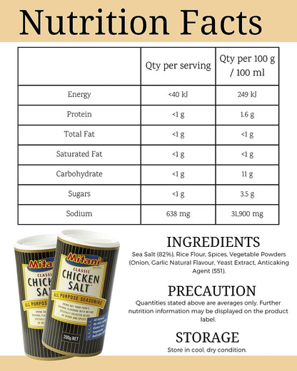 Mitani Chicken Salt Bundle 200 g x 2 with Australian Food Recipe Card