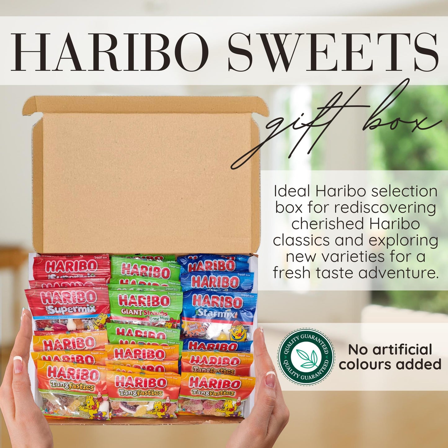Haribo Sweets Multipack Gift Box | 40 Mixed Haribo Mini Bags (10 each of Starmix, Supermix, Giant Strawbs, Tangfastics) | Candy Snack