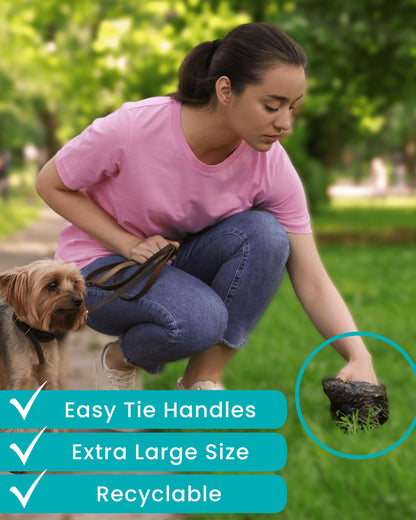 Tidyz Doggy Poop Bags with Tie Handles and Dog Health Tips Leaflet 4 Packs x 100 (30 cm x 36 cm)