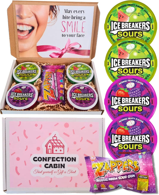 Ice Breakers Sour Sweets Gift Box 42 g x 4 | Watermelon & Green Apple and Wild Berry (Strawberry and Mixed Berry) | Sugar Free