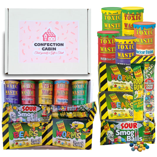 Toxic Waste Sweets Candy Gift Box - Extreme Sour Sweets Assorted 10 Packs | Selection of Sour Fruit-Flavoured Candies & Gummies for Gifting