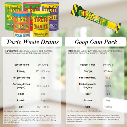 Toxic Waste Sweets Candy Gift Box - Extreme Sour Sweets Assorted 10 Packs | Selection of Sour Fruit-Flavoured Candies & Gummies for Gifting