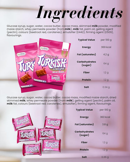 Turkish Delight Gift Box | Turkish Delight Chocolate (6 x 51g) and Mini Bars (2 x 7 pack 105g) with Ferrero Rocher Chocolate (3pack 37.5g)