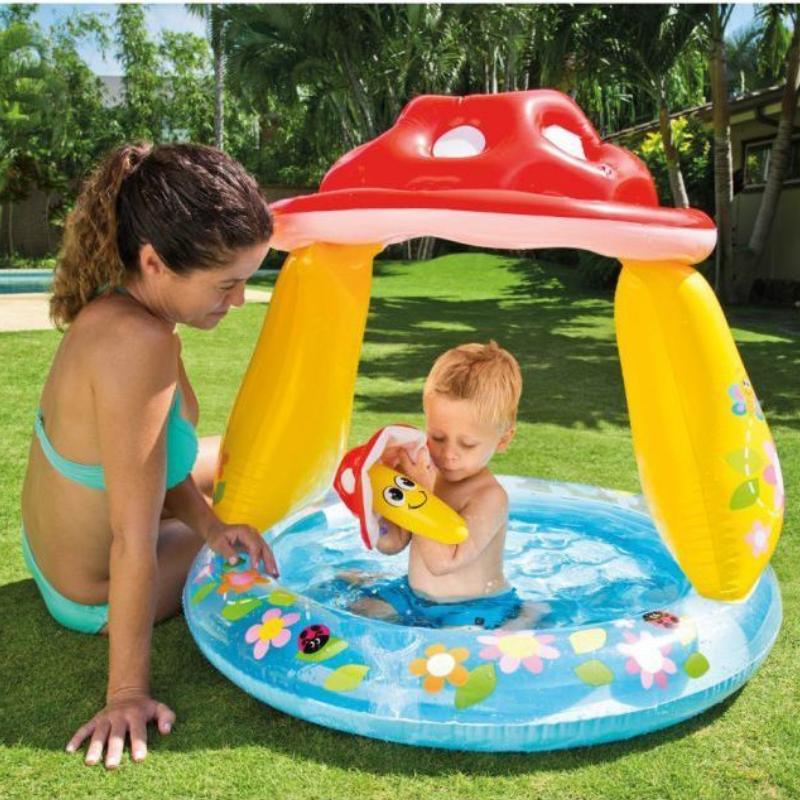 Mushroom Kids and Baby Pool – Inflatable Pool with Sunshade Canopy, Soft Floor, and Fun Mushroom Design | Safe & Comfortable for Ages 1-3