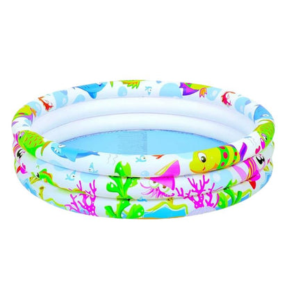 Aquatic Themed Inflatable 3-Ring Paddling Pool | Quick Inflate Pool for Summer Relaxation and Play | Perfect for Kids Fun & Outdoor Activities