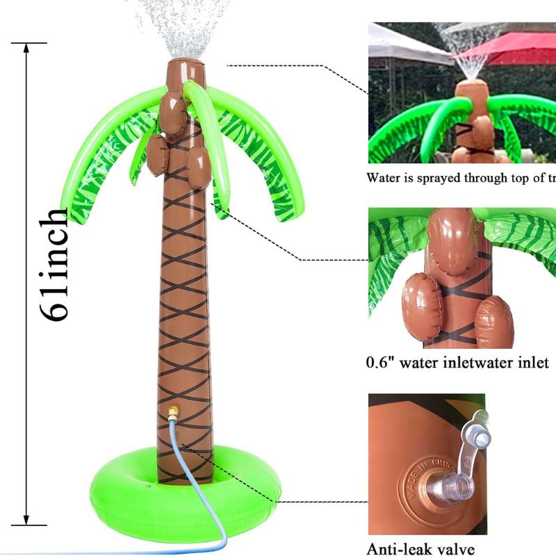 Splash Down Inflatable Palm Tree Sprinkler – 160cm Tall Tree with Built-in Sprinkler & Easy Hose Adapter | Perfect for Summer Fun | Ages 3+