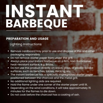 Instant Barbecue Disposable with Lumpwood Charcoal | Ready to Cook in 15 Minutes, Cooks for up to 1 Hour