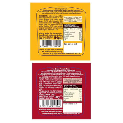 Filippo Berio Pesto Sauce Variety Pack 190 g x 6