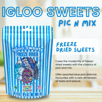 Igloo Freeze Dried Sweets Pouch 90 g | Pink, American, and Blue Pic n Mix | Crunchy and Delicious Freeze-Dried Candy for Snacking & Sharing