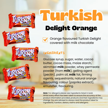 Turkish Delight Gift Box Orange Flavour (9 Bars x 51g) | Turkish Delight Hamper | Chocolate-Covered Bliss for Sharing & Gifting