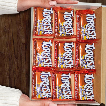 Turkish Delight Gift Box Orange Flavour (9 Bars x 51g) | Turkish Delight Hamper | Chocolate-Covered Bliss for Sharing & Gifting