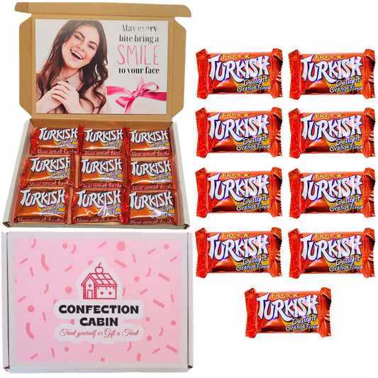 Turkish Delight Gift Box Orange Flavour (9 Bars x 51g) | Turkish Delight Hamper | Chocolate-Covered Bliss for Sharing & Gifting