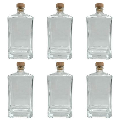 6 Glass Bottles with Cork Lids 500 ml (17.5 oz) | For Storage, Decor, Gifting