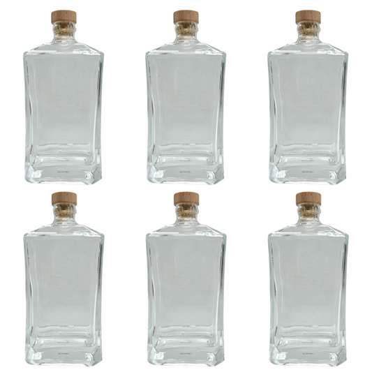 6 Glass Bottles with Cork Lids 500 ml (17.5 oz) | For Storage, Decor, Gifting