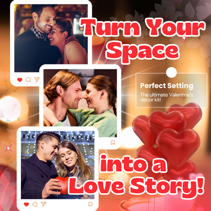 Romantic Room Decoration Kit for Valentine’s Day | 40-Piece Romantic Decor Set & “I Love You” Foil Balloon | Romantic Surprises